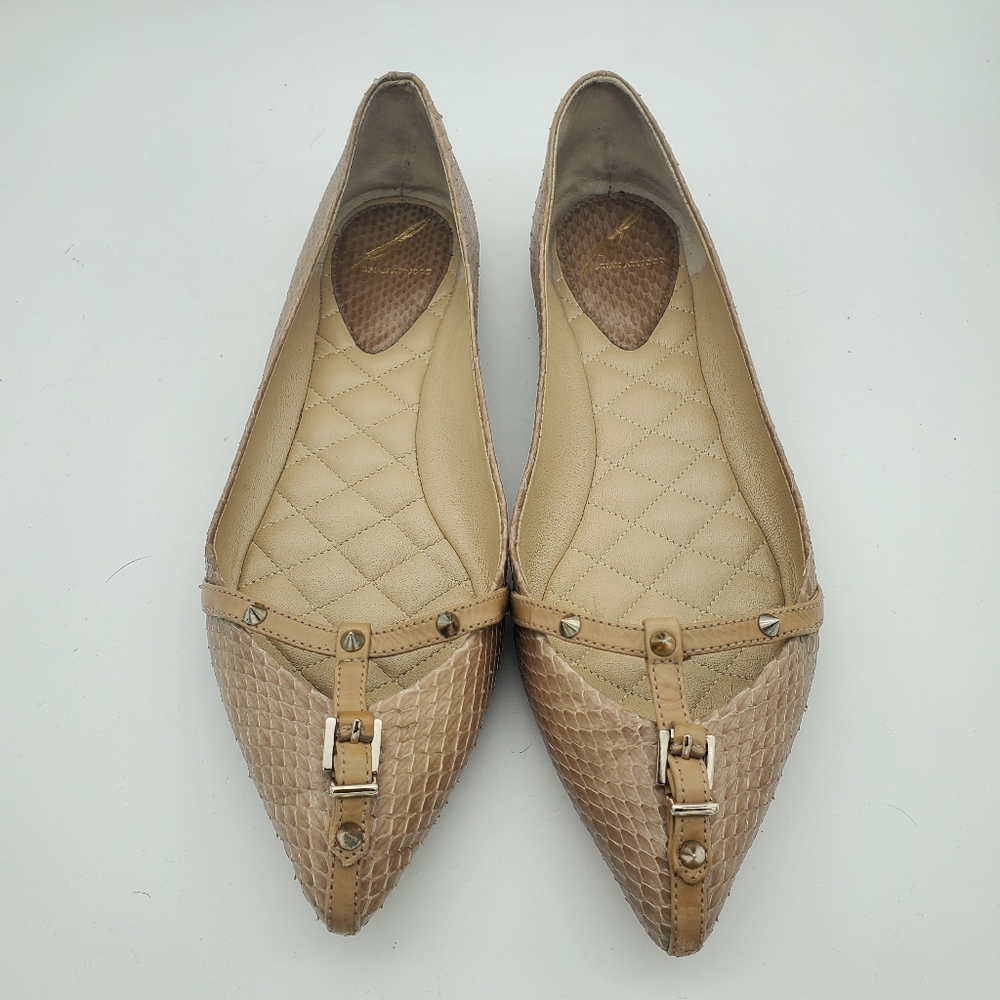 Brian Atwood Vendetta Snakeskin Print Flats